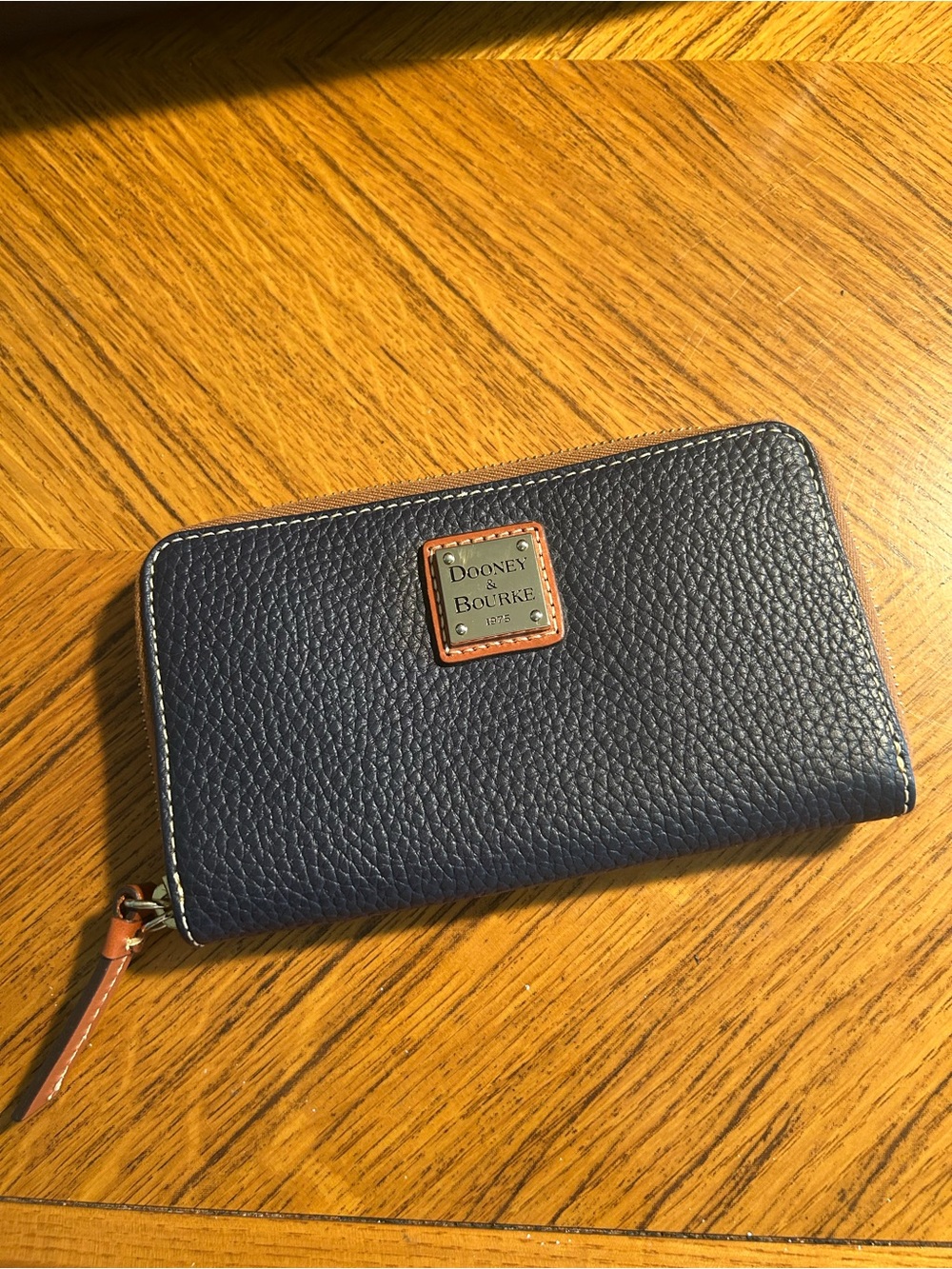 Dooney & Bourke Midnight Navy and Brown Leather Duffel Bag with Wallet - Picture 11 of 15